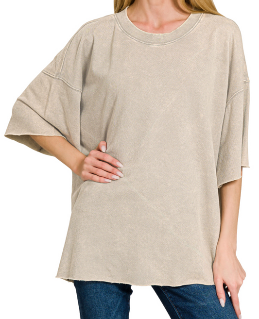 Zenana Acid Wash Oversized Tee