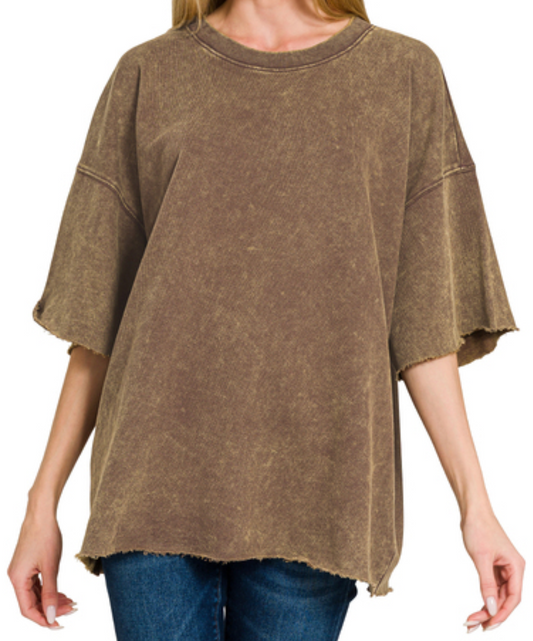 Zenana Acid Wash Short Sleeve