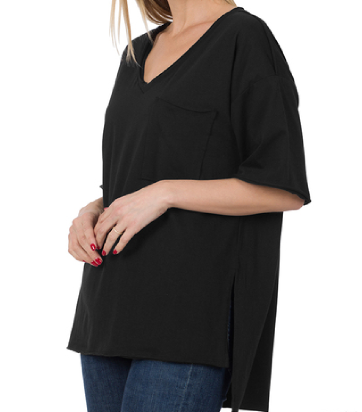 Zenana Raw Edge Boyfriend Tee